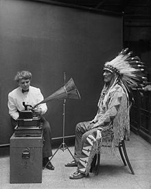 Frances Densmore and Blackfoot chief Mountain Chief working on a recording project of the Bureau of American Ethnology (1916). more on aeonargrey