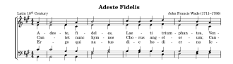 Hymn-style arrangement of "Adeste Fideles" in standard two-staff format (bass staff and treble staff) for mixed voices.