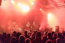 A music group performing at the open-air Dülmener Sommer concert in Germany in 2018